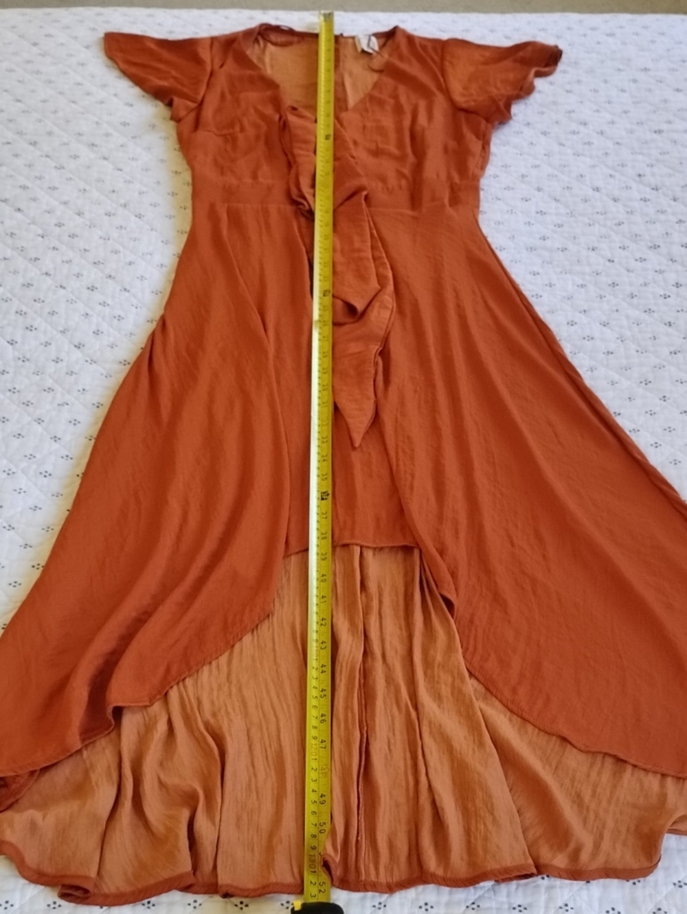 🍁🍂 Blue Rain Size L Rust High-Low Ruffle Dress - Picture 16 of 16